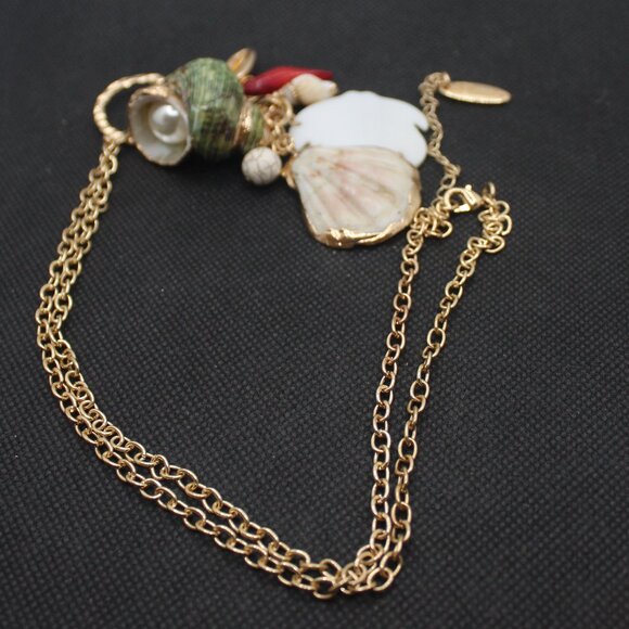 Plunder Gold Chain Necklace with Shell and Bead Accents - Picture 1 of 7